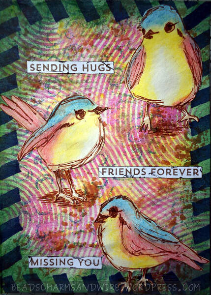 Birdie Friends - art journal spread by Anita